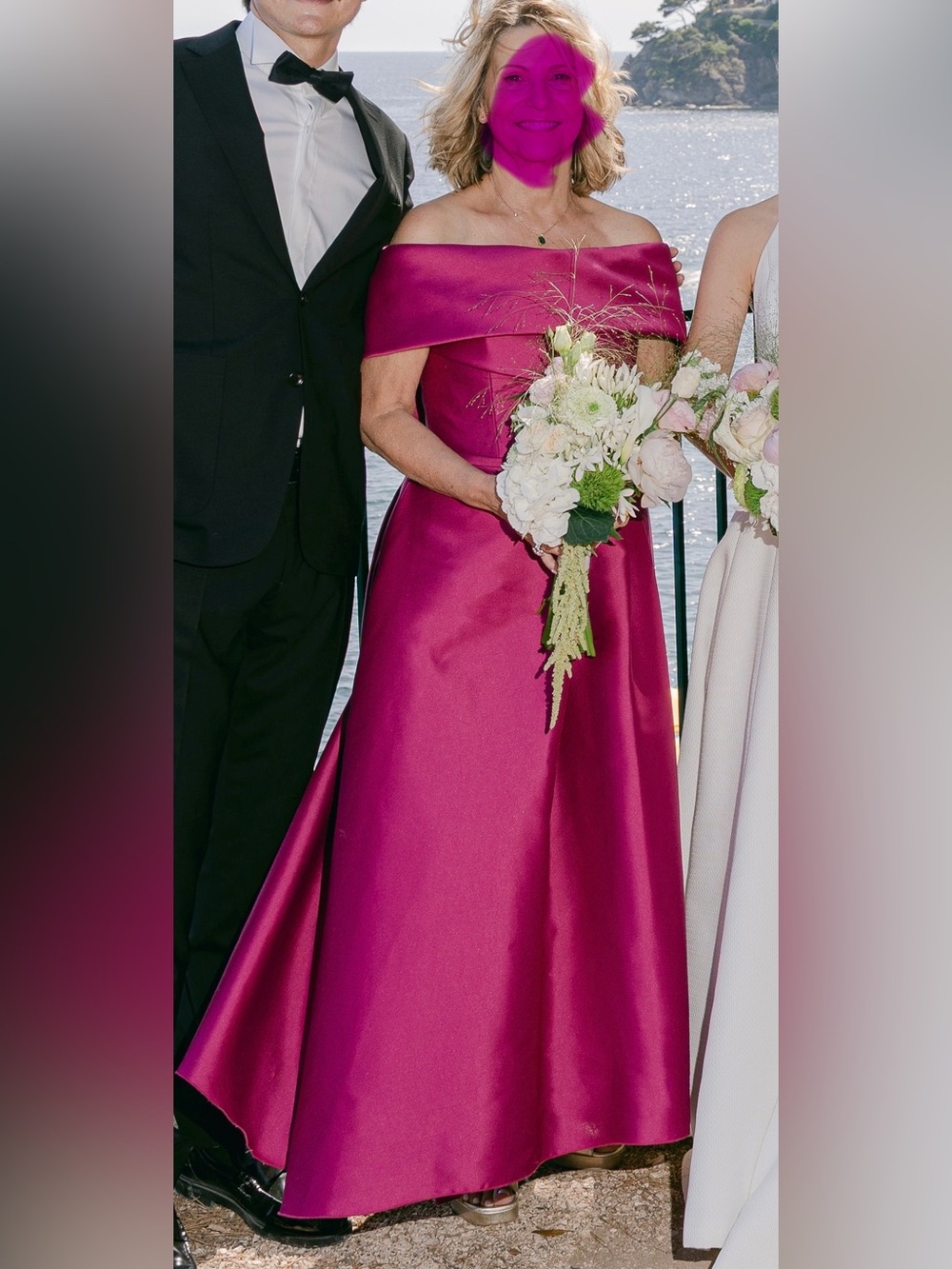 Off-Shoulder Fuchsia Evening Gown